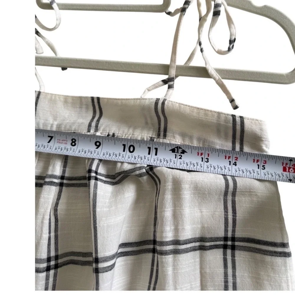 Abercrombie & Fitch Plaid  Maxi Linen Blend Dress XS Petite Coastal Cottage Chic